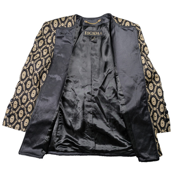 Vintage Escada Black and Gold Geometric Design Blazer Size 40 - Picture 5 of 7